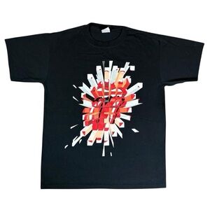 Anvil Black Tee with Red and White Graphic